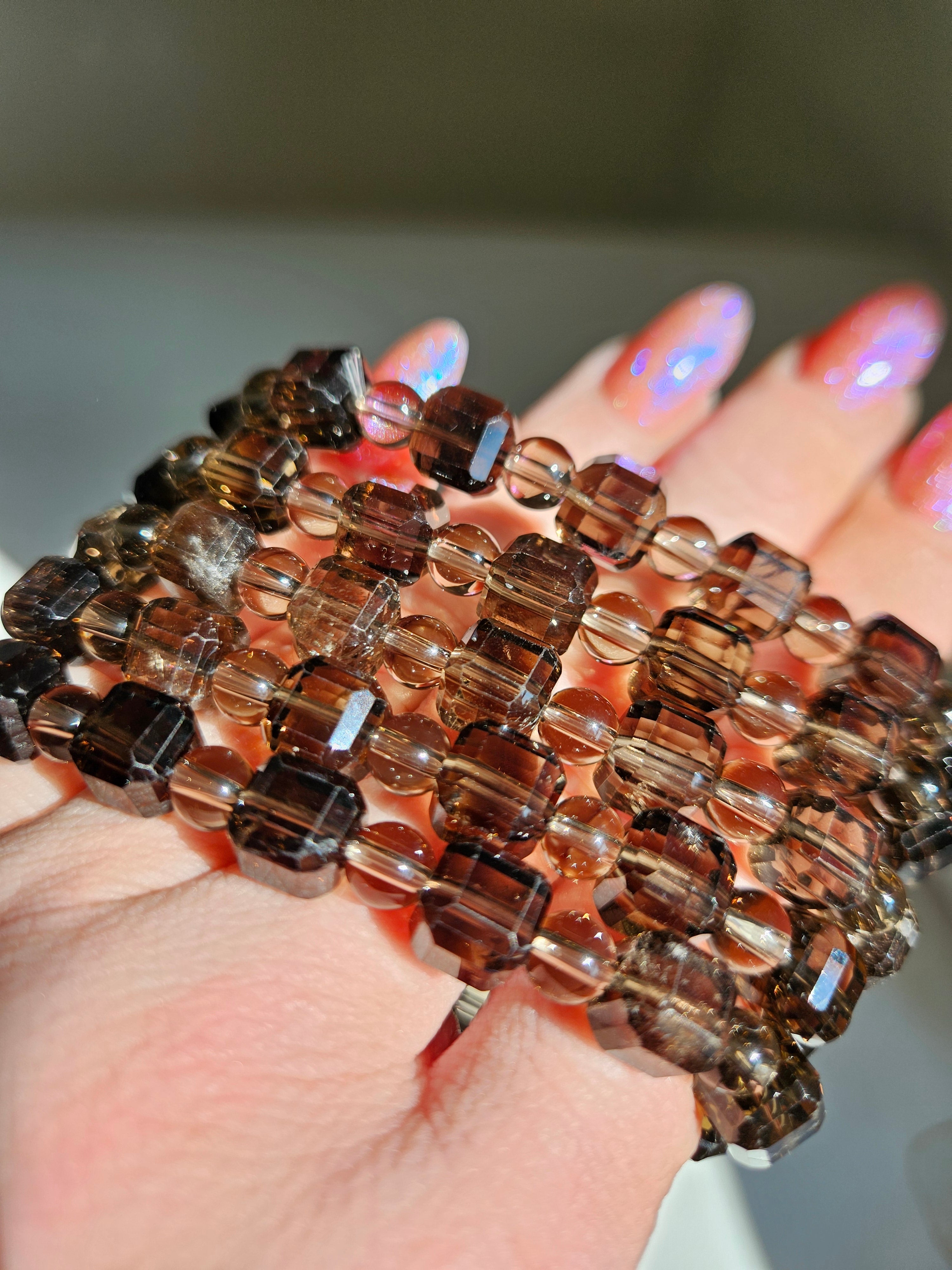 Smoky Quartz Cube bracelet | 8mm