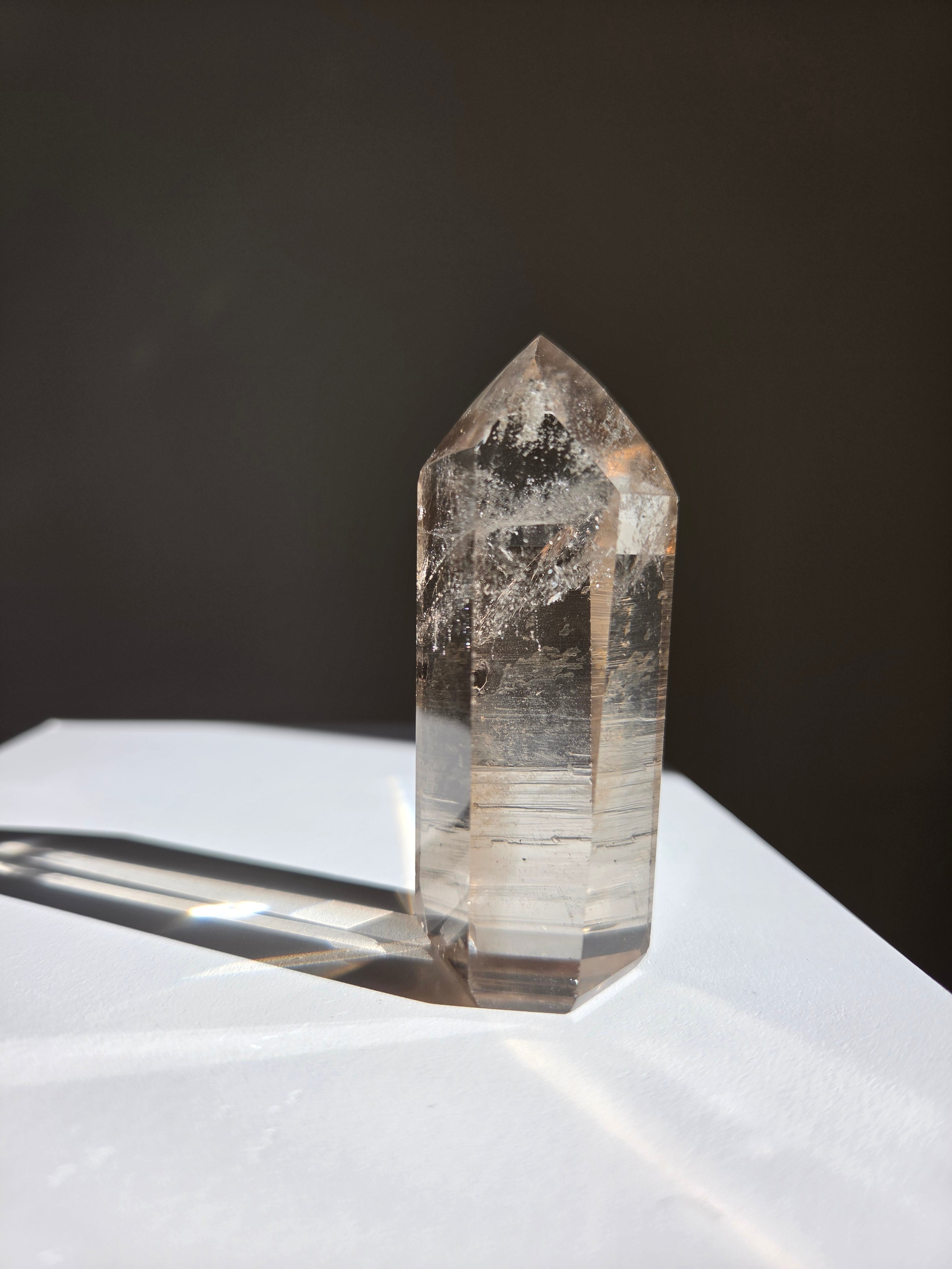 Semipolished Smoky Lemurian Tower 005