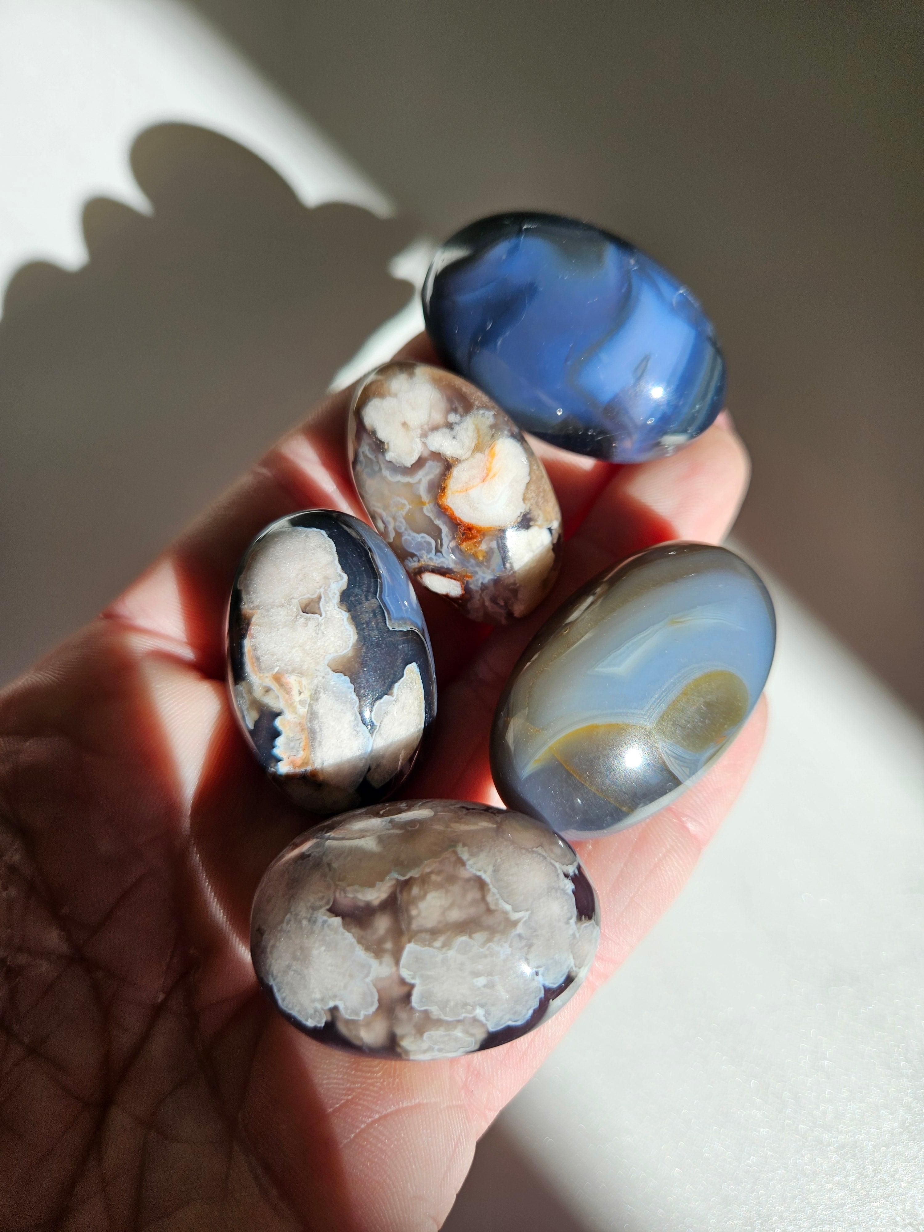 Blue Flower Agate Shiva Set