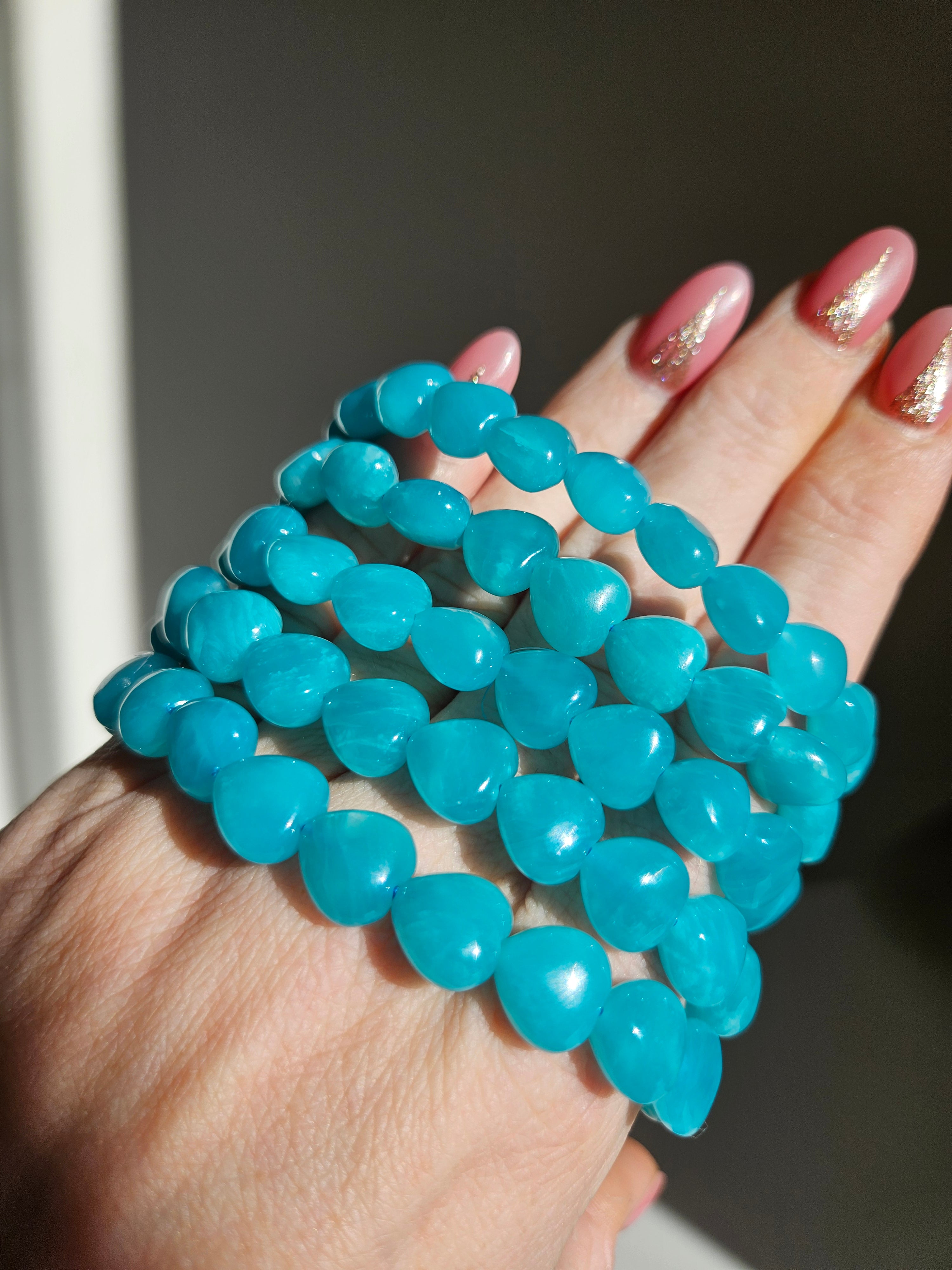 Gel Amazonite bracelet | heart beads