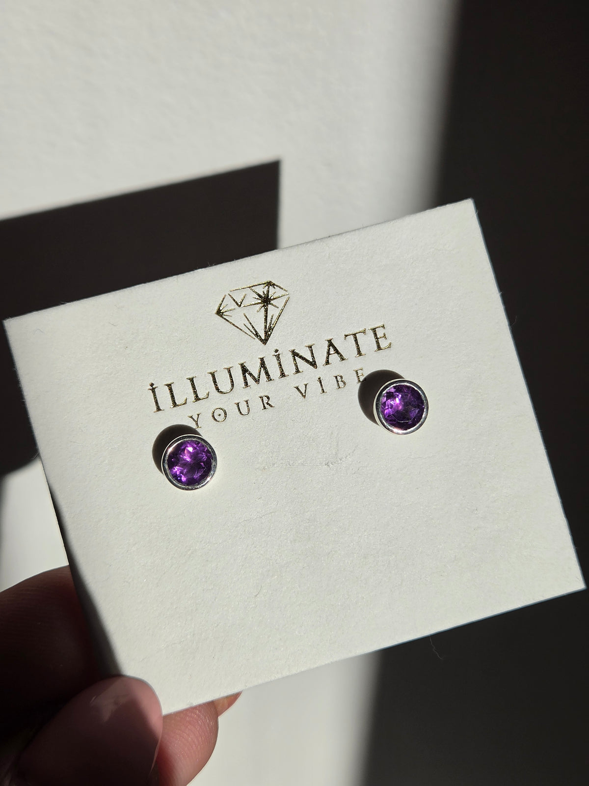 Amethyst round stud Earrings 003
