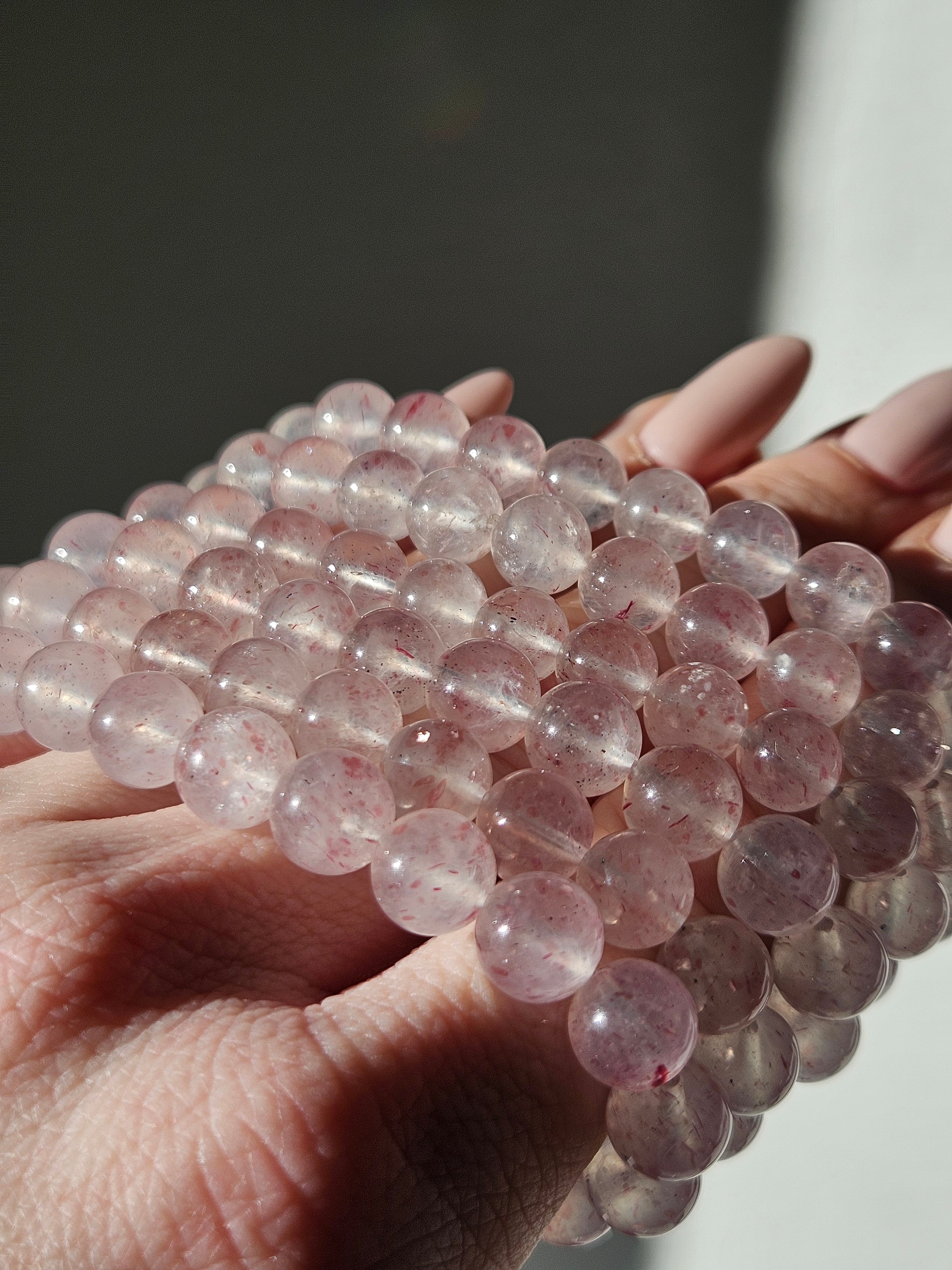 Pink strawberry Quartz Bracelet | 8mm