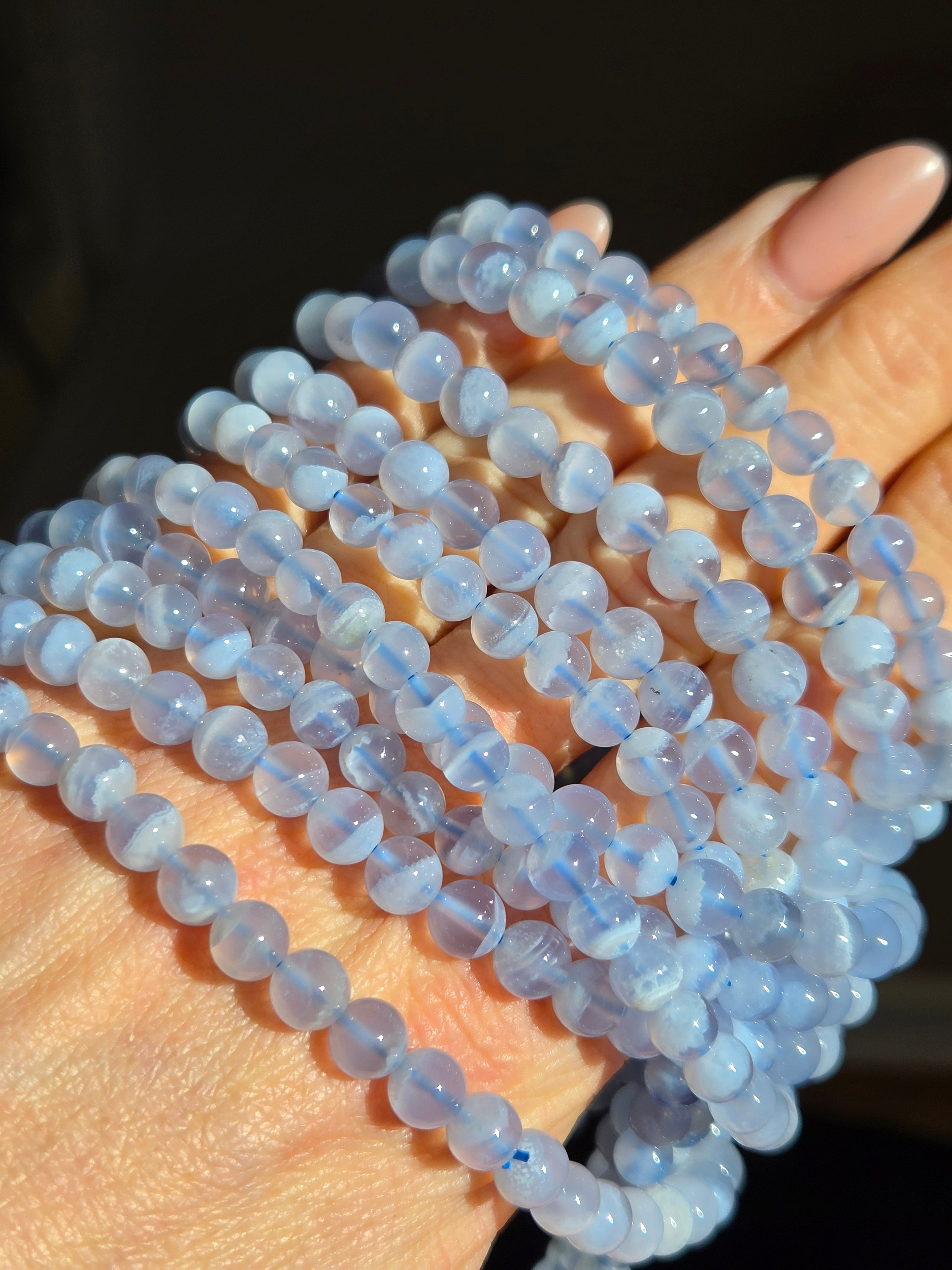 Blue Lace Agate 3 wrap bracelet | 6.5mm