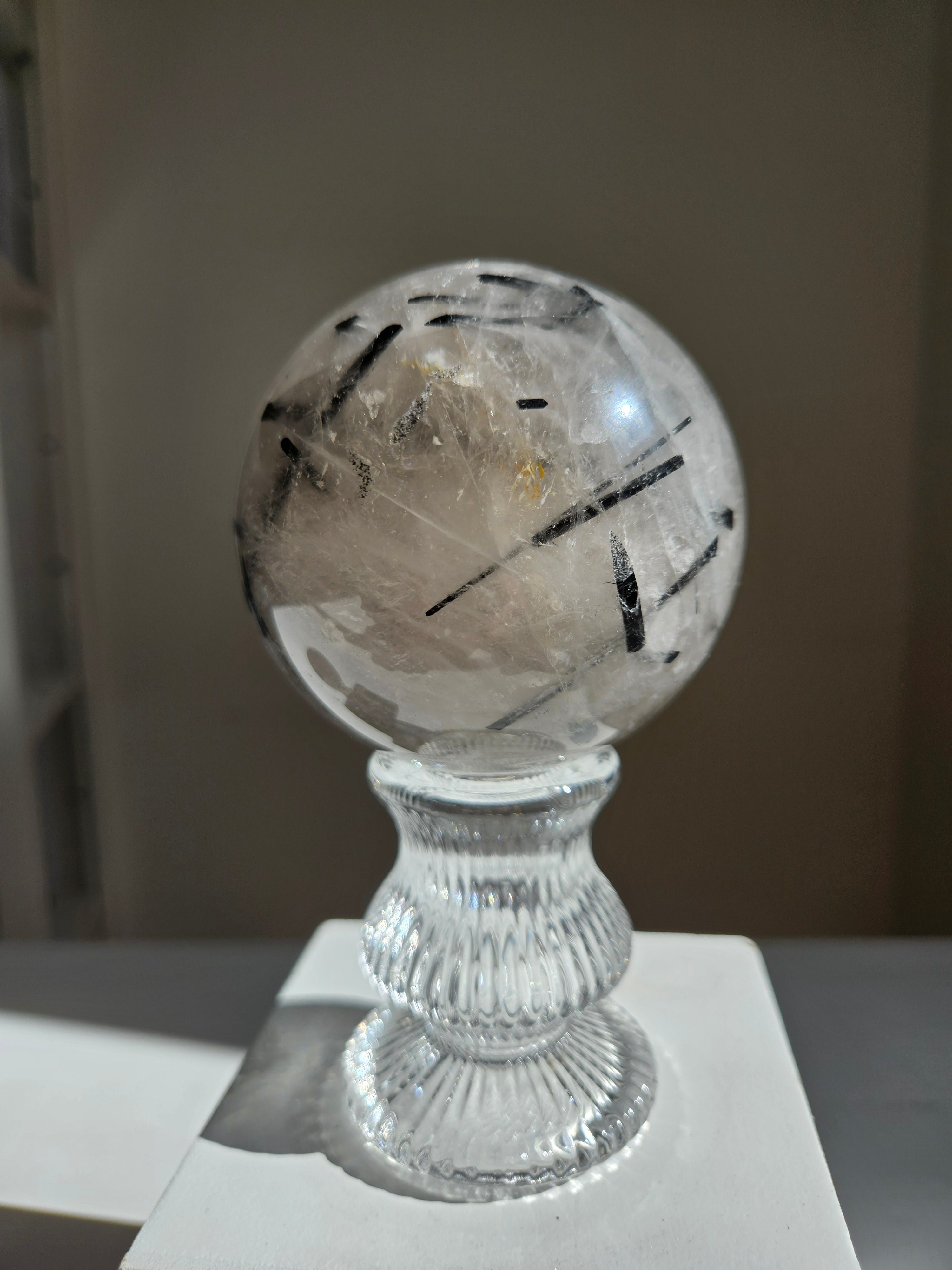 Tourmaline in Quartz Sphere 003