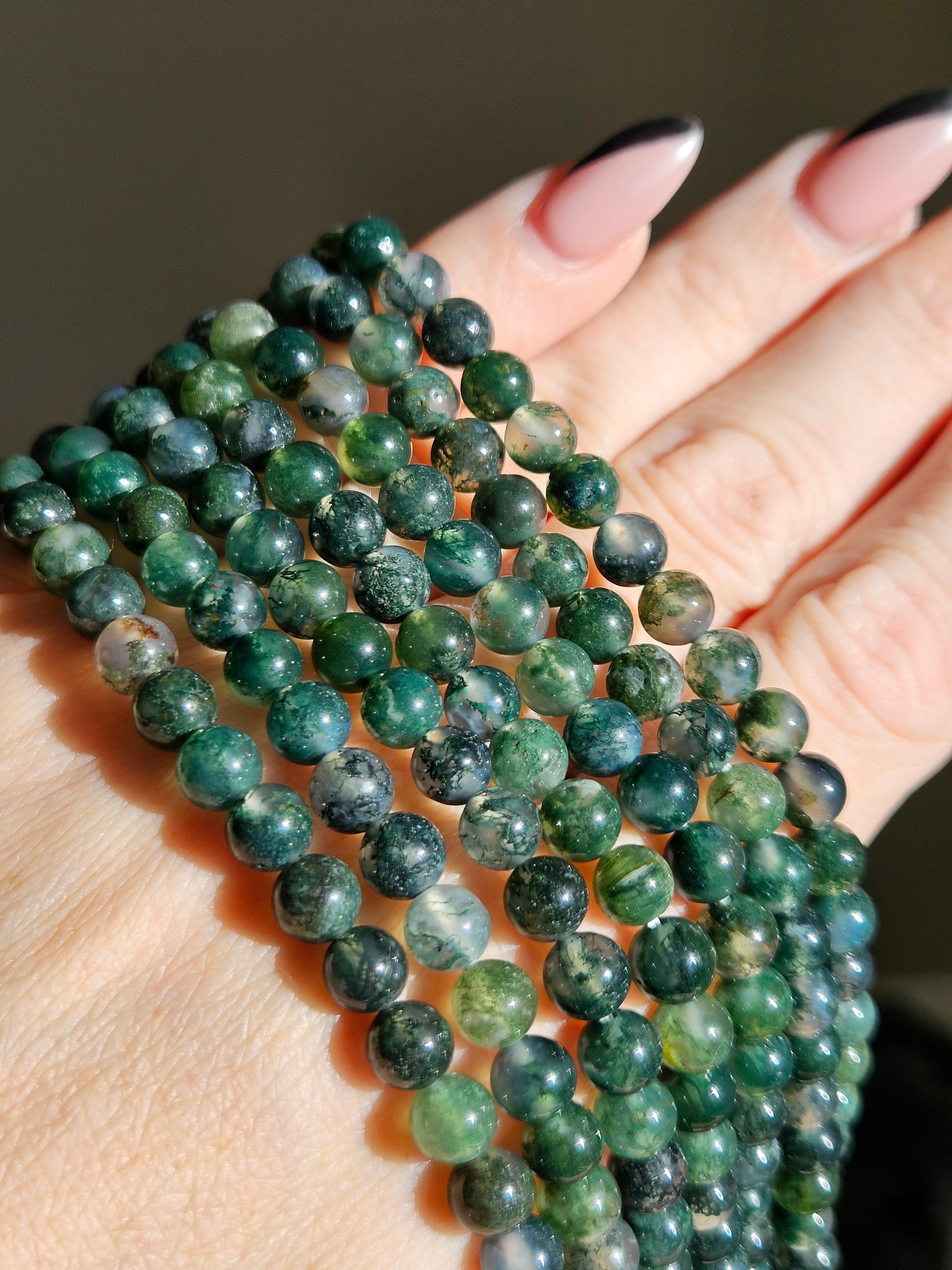 Moss Agate 3 wrap bracelet | 6mm