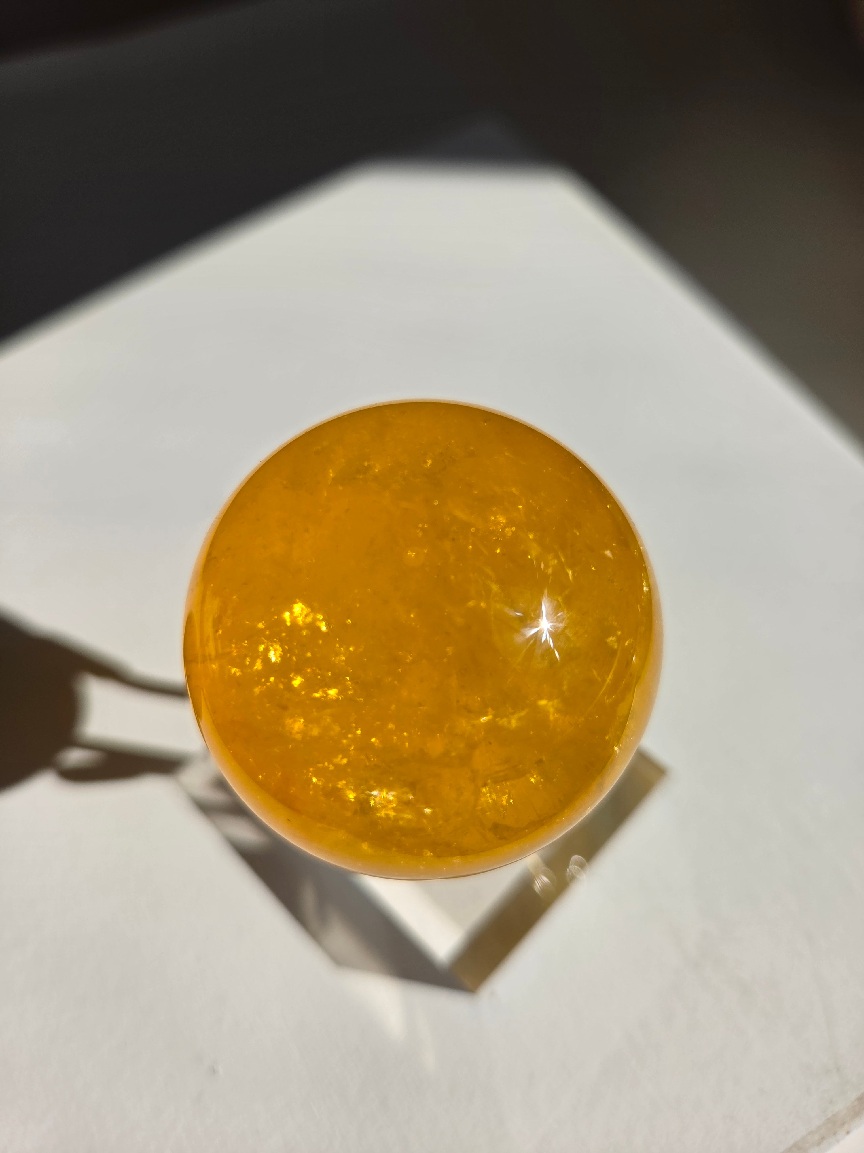 Yellow Fluorite x Mica Sphere 001