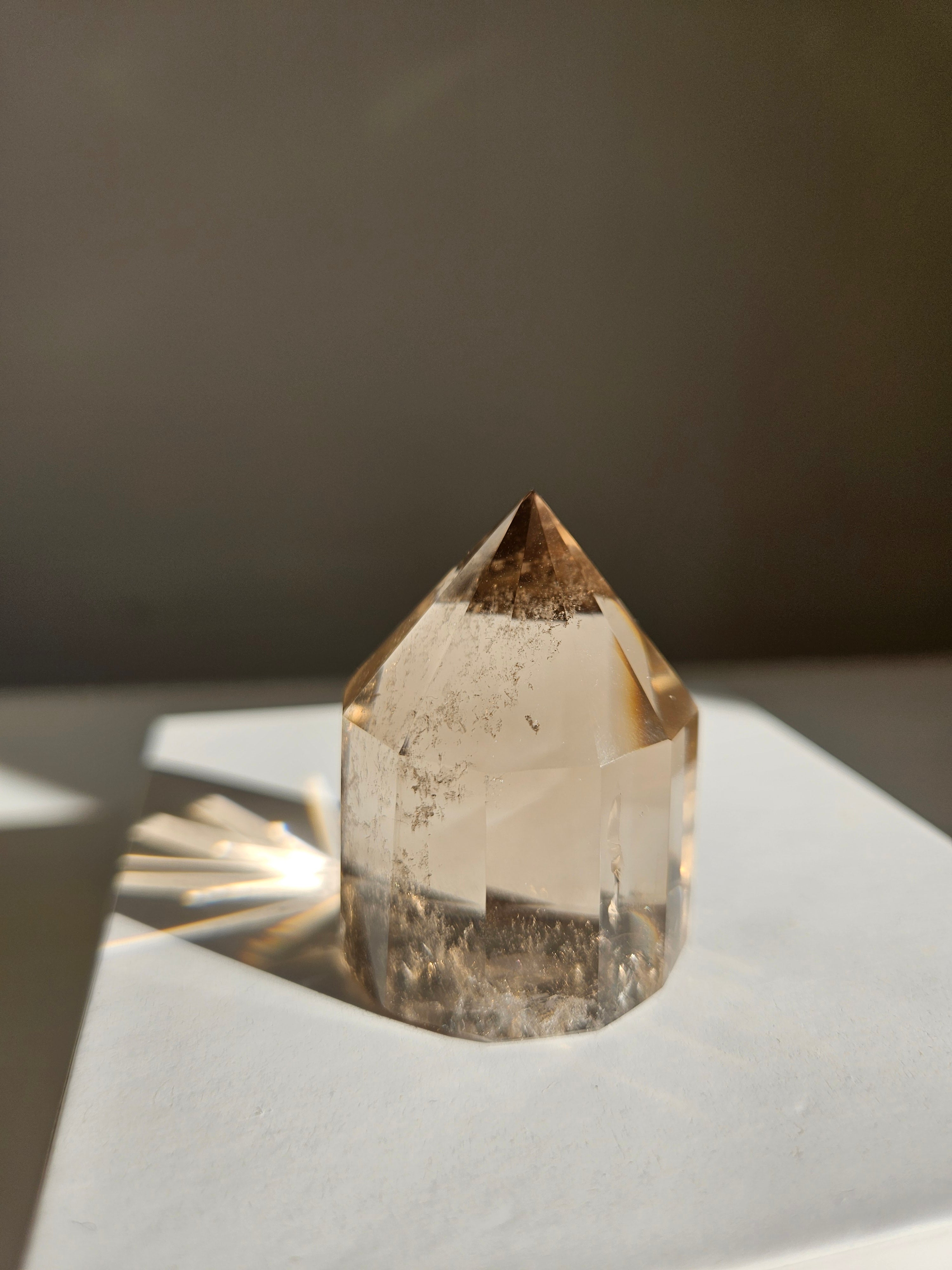 Faceted Smoky Quartz Tower 006