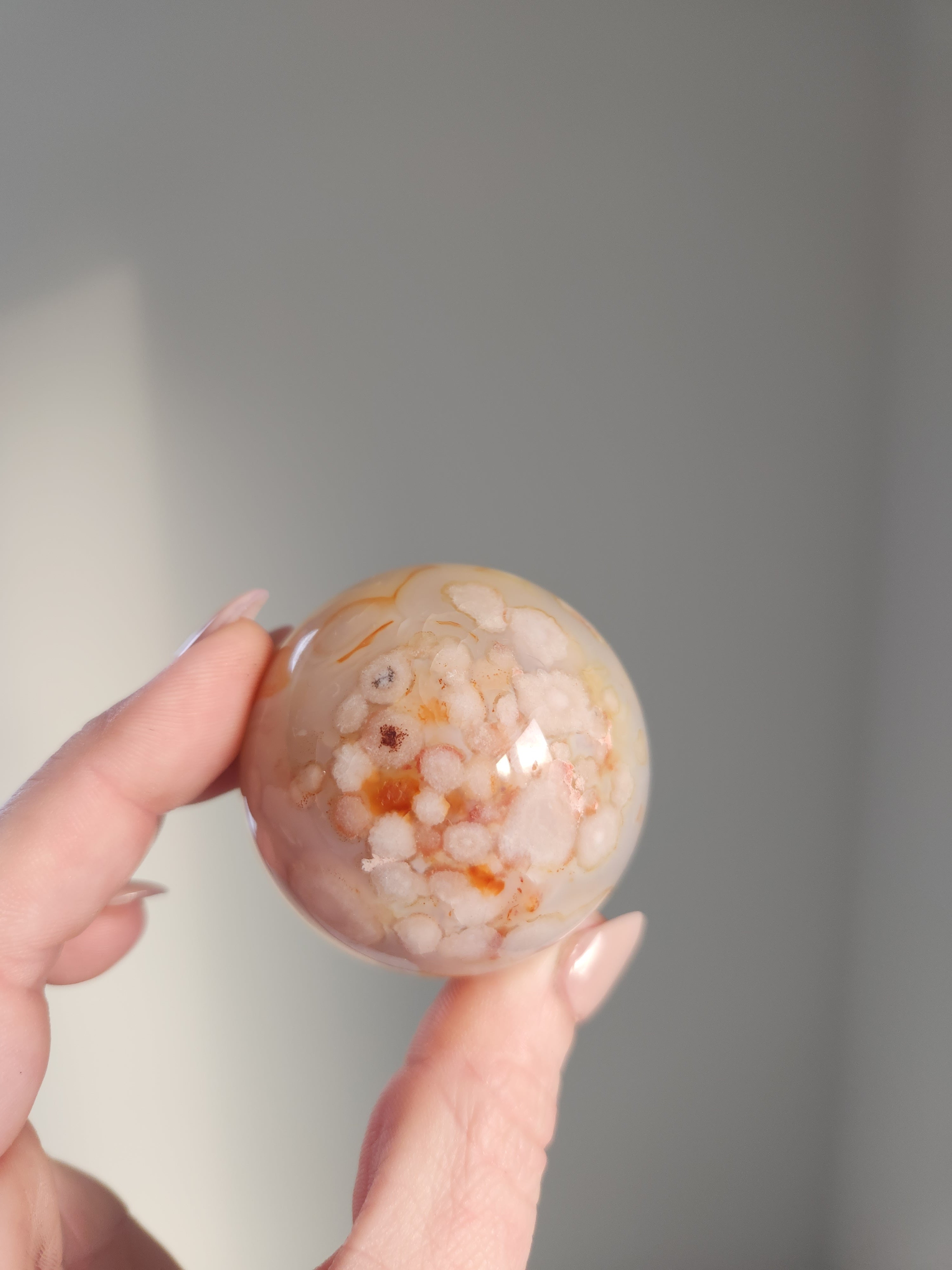 Carnelian x Flower Agate Sphere 001