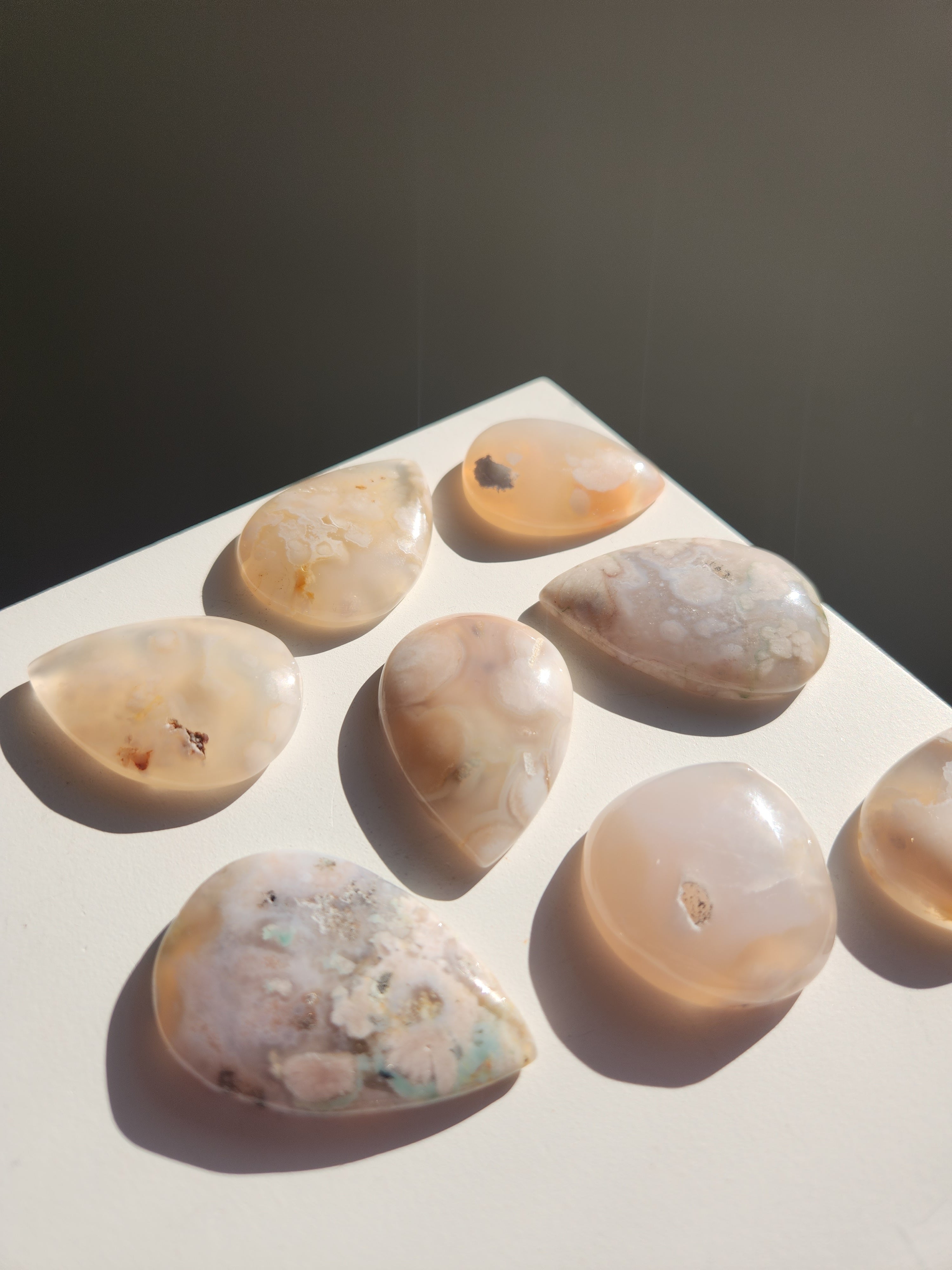 Flower Agate Mini Teardrop Set (set of 3)