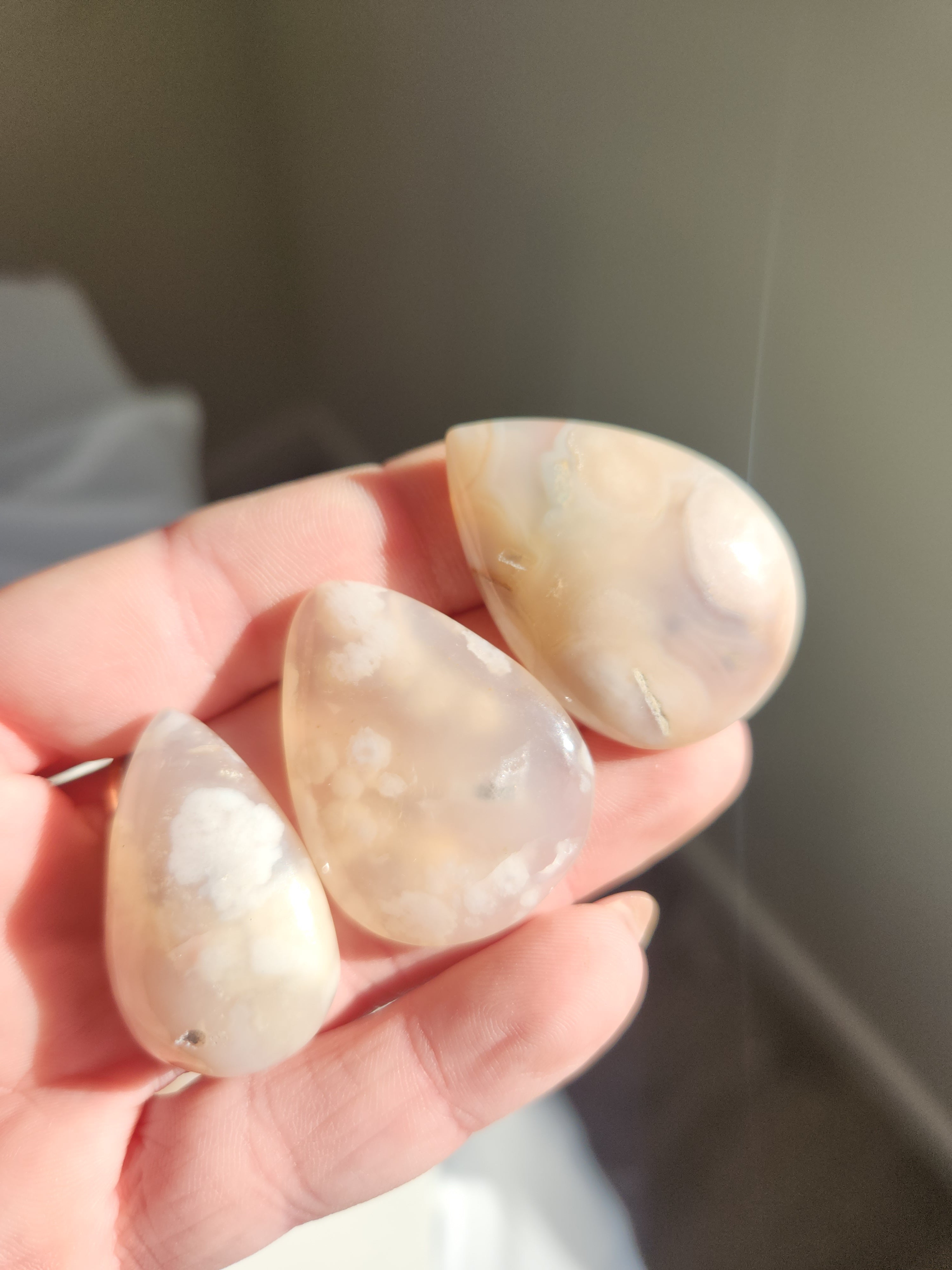 Flower Agate Mini Teardrop Set (set of 3)